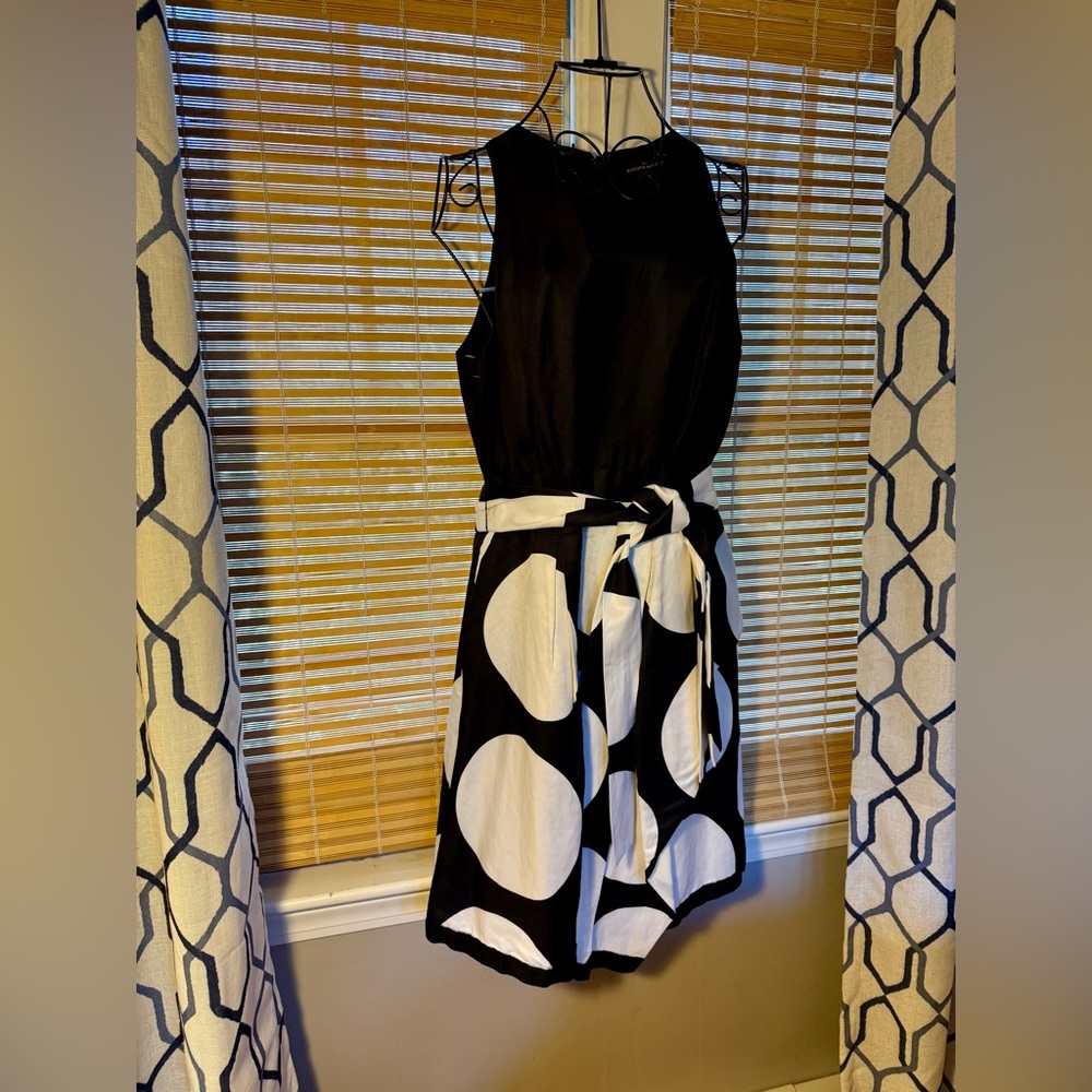 Banana Republic Black and White Sleeveless Halter Linen Sundress